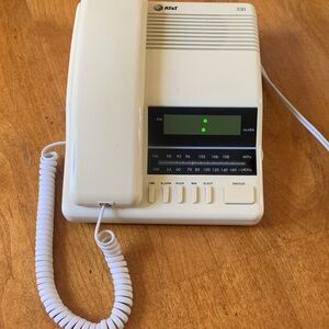 Cream 330 Corded Telephone with Clock Radio, pre owned, vintage